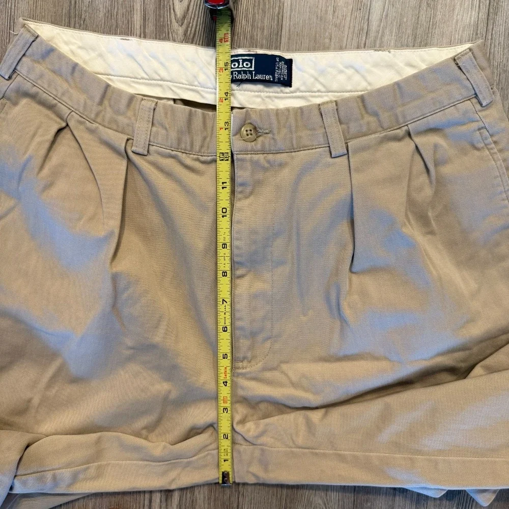 Polo Ralph Lauren Mens 35/30 Vintage Pleated Chino Khaki Pants